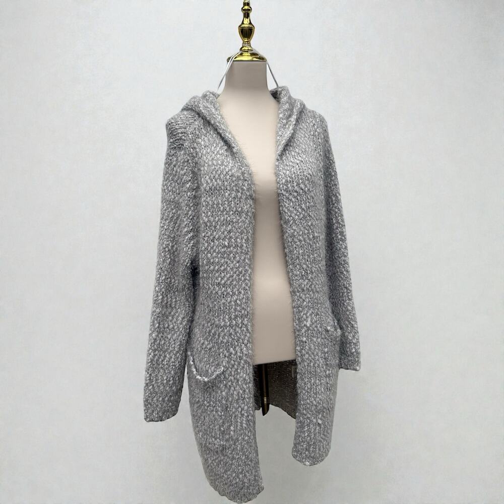 Miracle Sweater Cardigan S/M Gray Marled Pockets 3/4 Sleeve‎ Hygge Cozycore NWT
